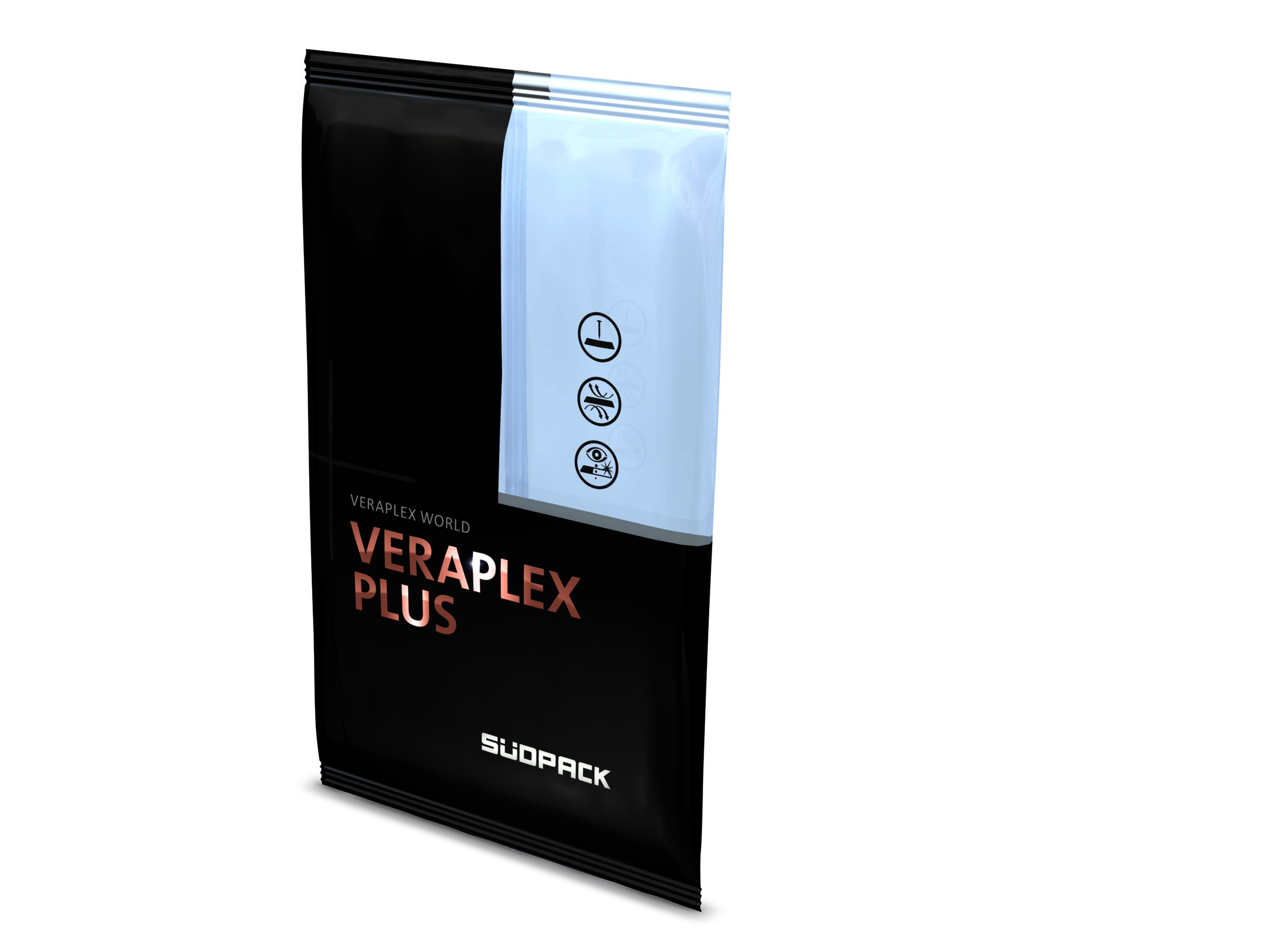 Packshot einer Veraplex Plus Flow Pack von SÜDPACK | Hochtransparente und dünne Schlauchbeutelfolien mit EVOH-Hochbarriere